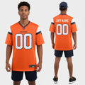 Front and back view of Custom Denver Orange Football Jersey with Personalized Name and Number – Athletrio