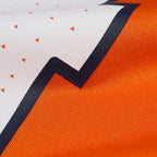 Product details printed of Custom Denver Orange Football Jersey showing stitched logos, fabric and customization options By Athletrio