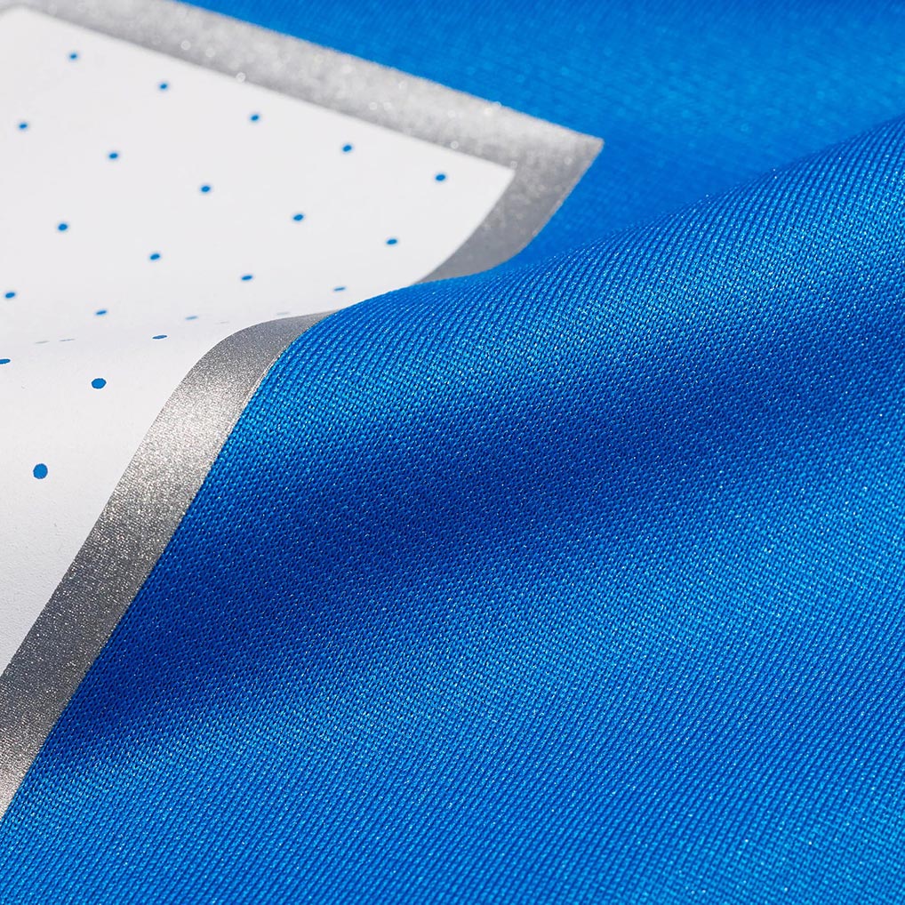 Product details printed of Custom Detroit Blue Football Jersey showing stitched logos, fabric and customization options By Athletrio