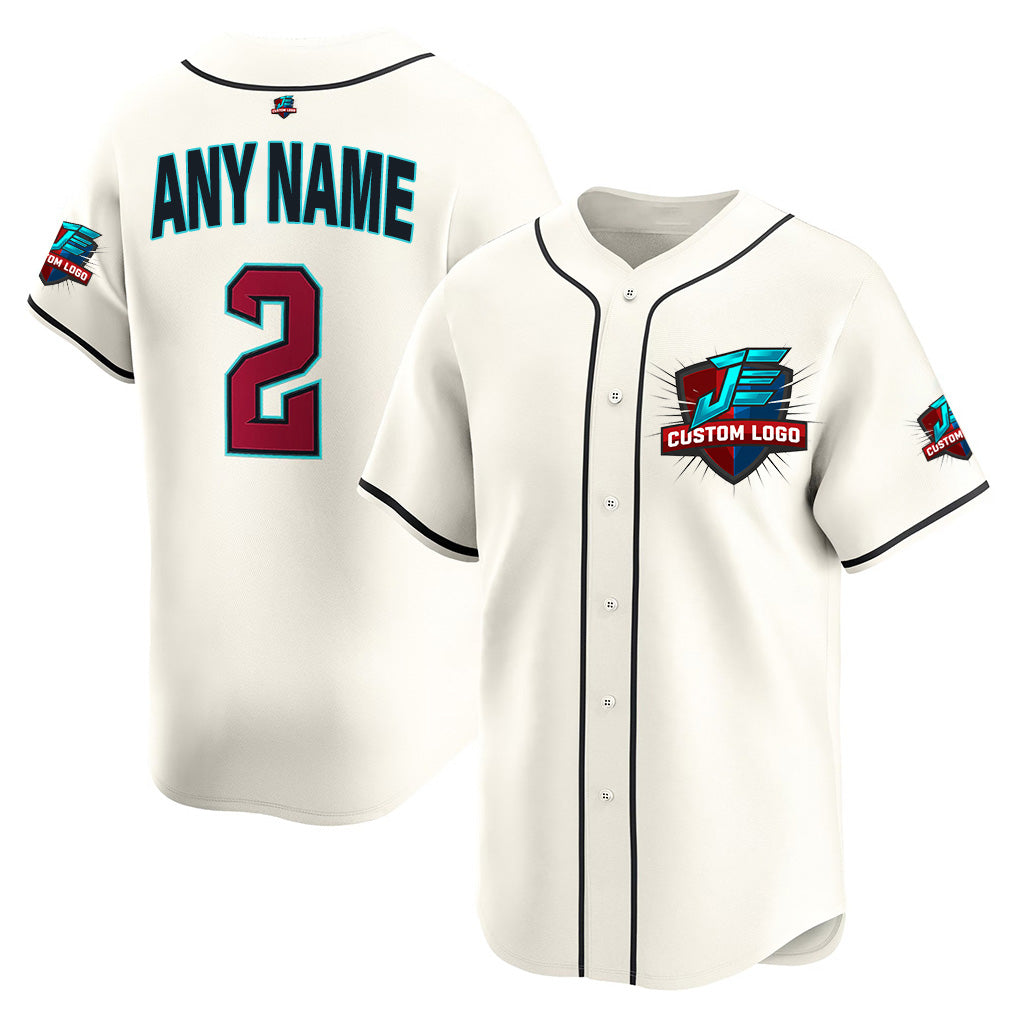 Angled view of Custom Diamond Cream Baseball Jersey – Designed By Athletrio