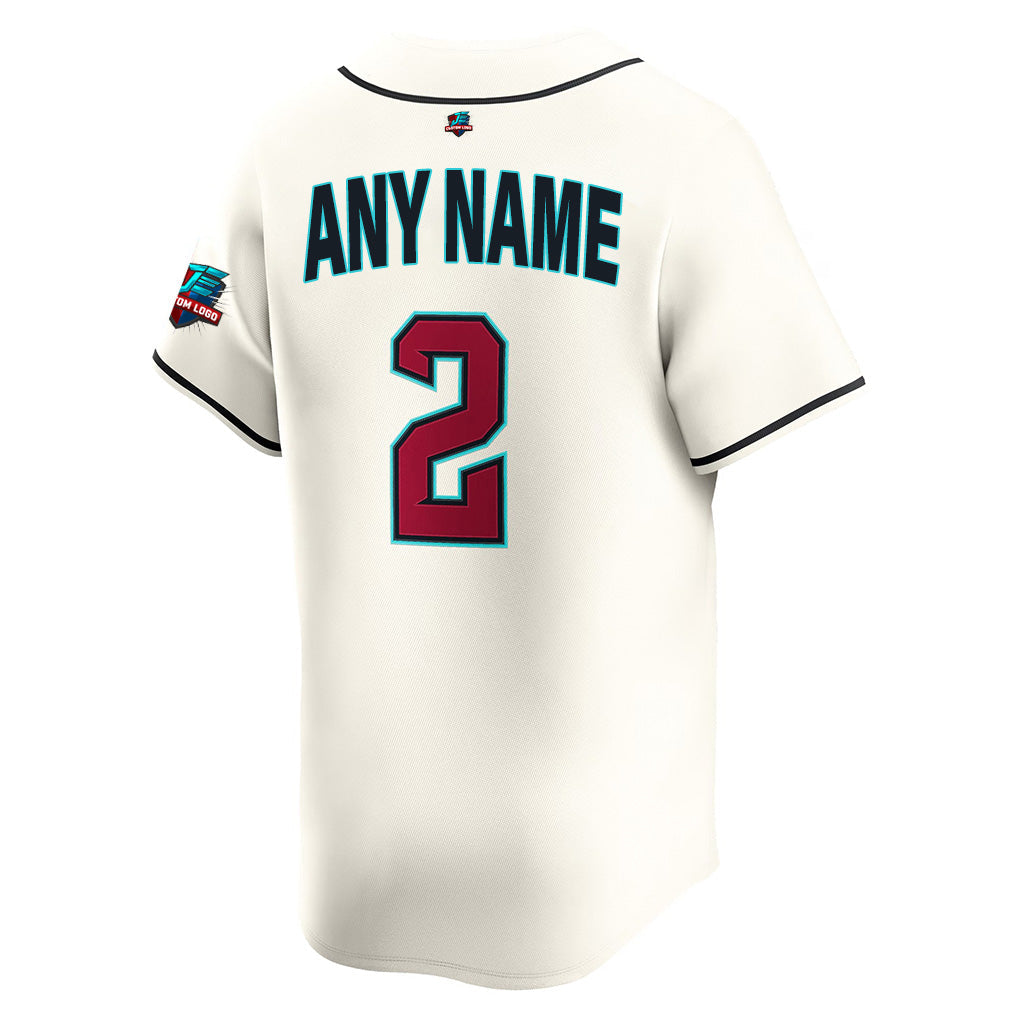 Back view of Custom Diamond Cream Baseball Jersey with Any Name and Number By Athletrio