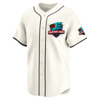 Close-up detail of Custom Diamond Cream Baseball Jersey Made By Athletrio