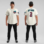 Front and back view of Custom Diamond Cream Baseball Jersey with Personalized Name and Number – Athletrio