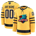 Angled view of Custom Gold Hockey Jersey – Designed By Athletrio