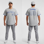 Front and back view of Custom Gray-Gray Royal Baseball Jersey with Personalized Name and Number – Athletrio