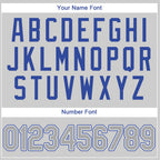 Player name and number font options for Custom Gray-Gray Royal Baseball Jersey