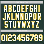 Player name and number font options for Custom Green White-Gold Baseball Jersey