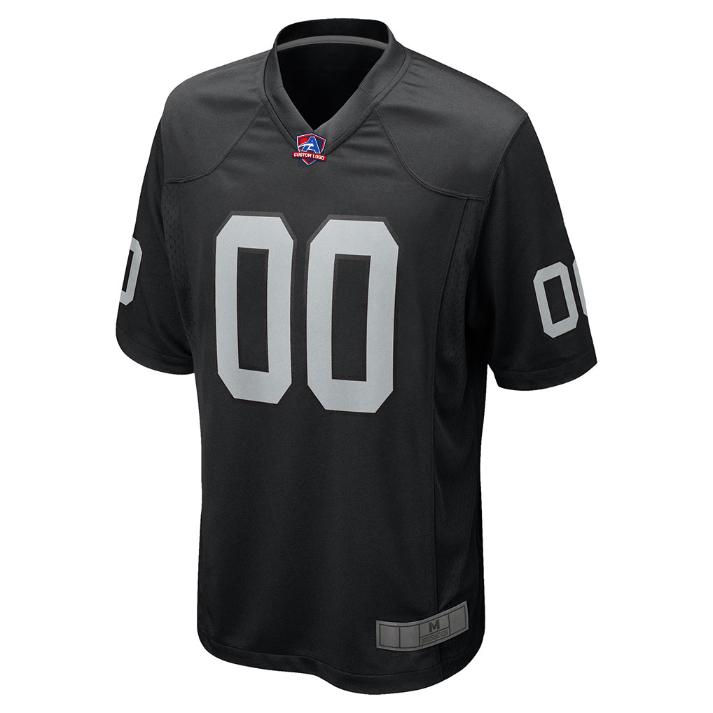 Close-up detail of Custom Las Vegas Black Football Jersey Neckline Made By Athletrio