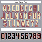 Player name and number font options for Custom Light Gray Black-Crimson Football Jersey