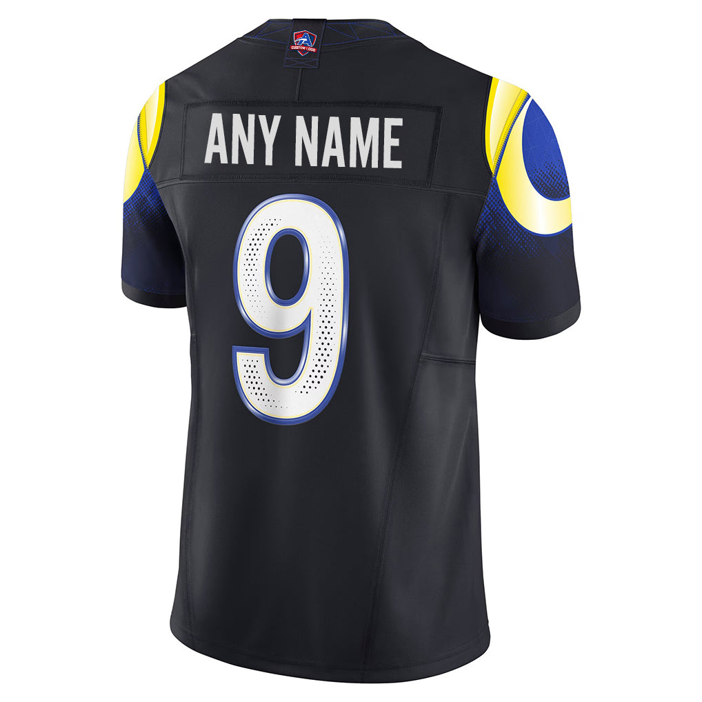 Back view of Custom Midnight Blue Football Jersey with Any Name and Number By Athletrio