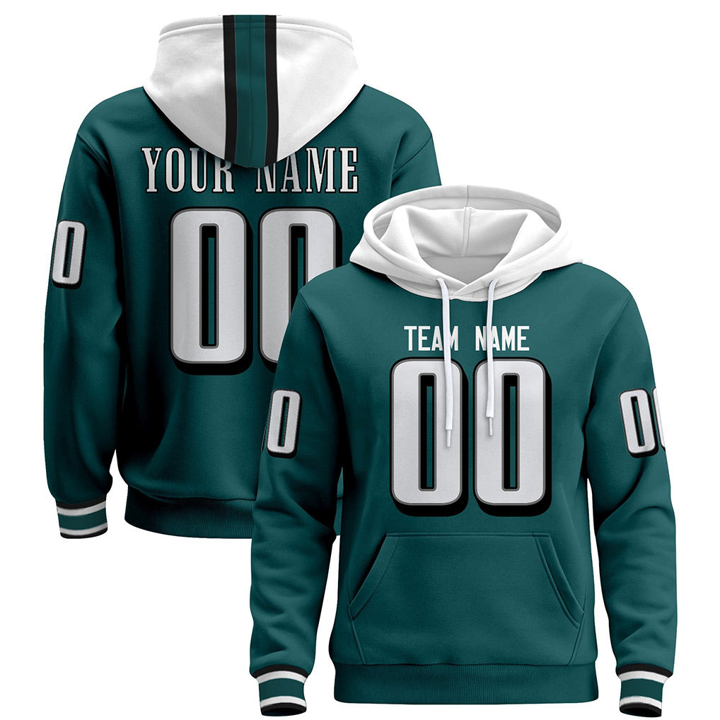 Angled view of Custom Midnight Green Pullover Hoodie – Designed By Athletrio
