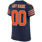 Back view of Custom Navy Orange-White Mesh Football Jersey with Any Name and Number By Athletrio