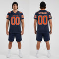 Front and back view of Custom Navy Orange-White Mesh Football Jersey with Personalized Name and Number – Athletrio