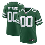 Angled view of Custom New York Legacy Green Football Jersey – Designed By Athletrio