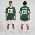 Front and back view of Custom New York Legacy Green Football Jersey with Personalized Name and Number – Athletrio