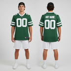 Front and back view of Custom New York Legacy Green Football Jersey with Personalized Name and Number – Athletrio