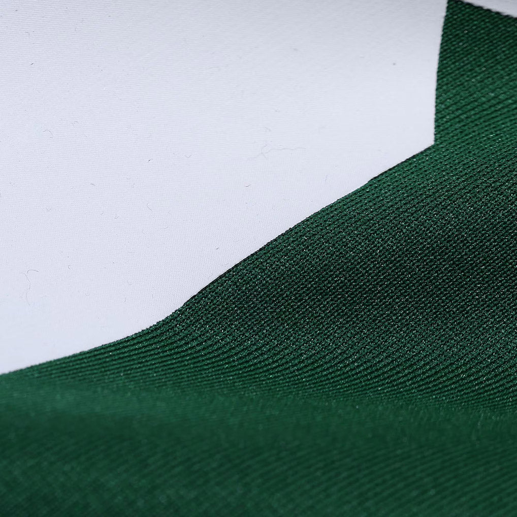Product details printed of Custom New York Legacy Green Football Jersey showing stitched logos, fabric and customization options By Athletrio