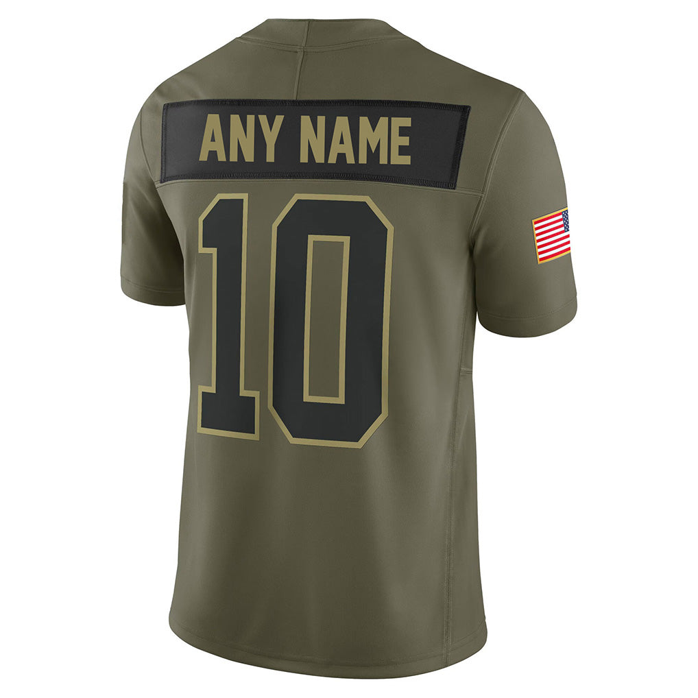 Back view of Custom Olive Collection Limited Football Jersey with Any Name and Number By Athletrio