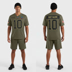Front and back view of Custom Olive Collection Limited Football Jersey with Personalized Name and Number – Athletrio