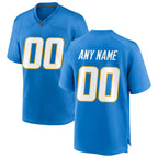 Angled view of Custom Powder Blue Football Jersey – Designed by Athletrio