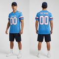 Front and back view of Custom Powder Blue White-Red Mesh Football Jersey with Personalized Name and Number – Athletrio