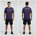 Front and back view of Custom Purple Black-Gold Drift Football Jersey with Personalized Name and Number – Athletrio