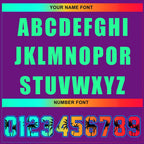 Player name and number font options for Custom Purple Green California Beach Baseball Jersey