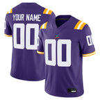Angled view of Custom Purple-White College Football Game Jersey – Designed By Athletrio