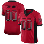 Angled view of Custom Red Black-Gray Drift Football Jersey – Designed By Athletrio