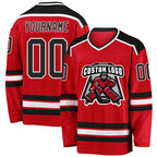 Angled view of Custom Red-Black Hockey Jersey – Designed By Athletrio