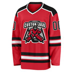Close-up detail of Custom Red-Black Hockey Jersey Made By Athletrio