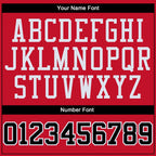 Player name and number font options for Custom Red Black-Red Throwback Basketball Jersey