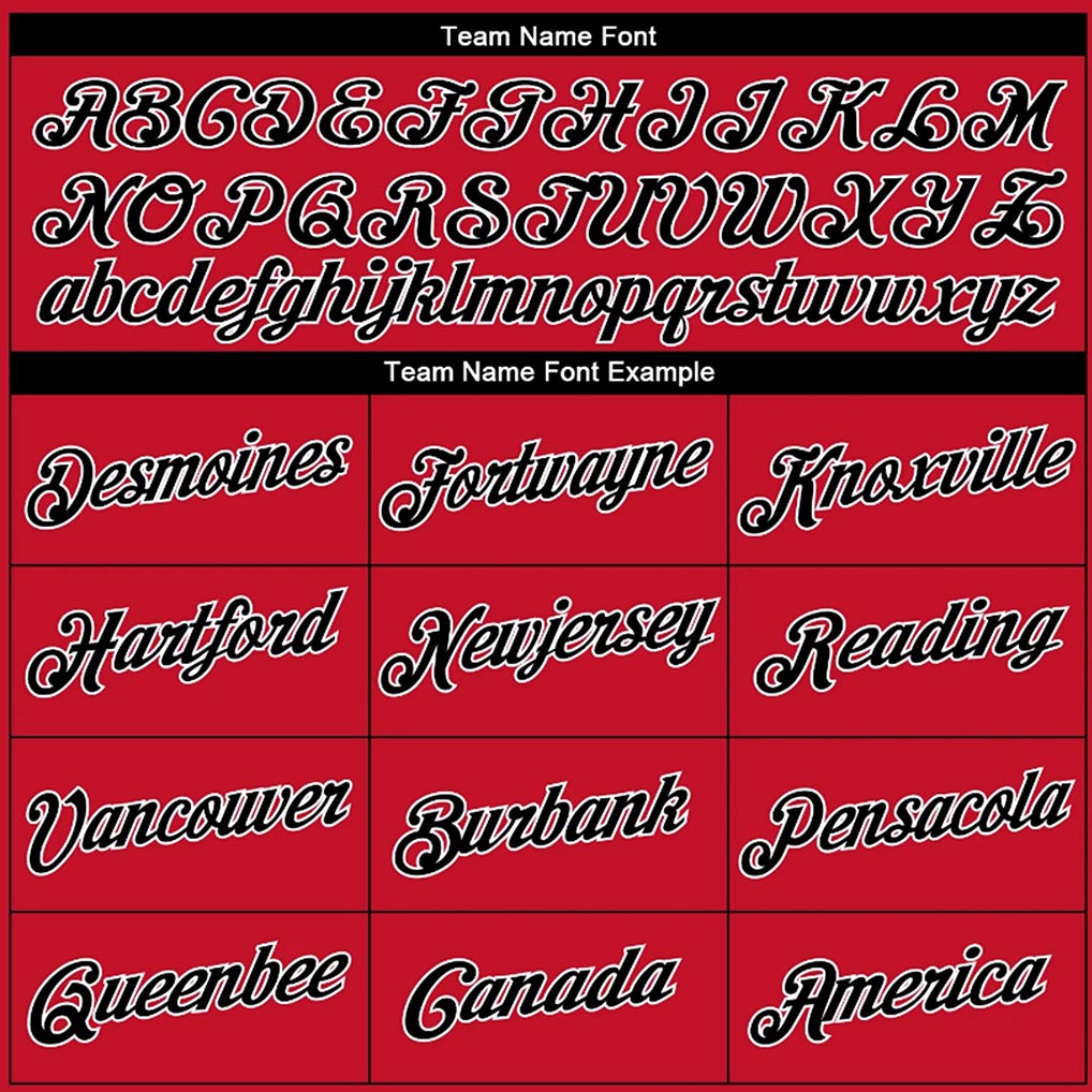 Team name font options for Custom Red Black-Red Throwback Basketball Jersey