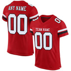 Angled view of Custom Red White-Black Mesh Football Jersey – Designed By Athletrio