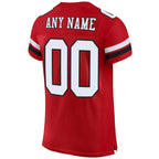 Back view of Custom Red White-Black Mesh Football Jersey with Any Name and Number By Athletrio