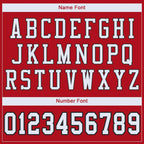 Player name and number font options for Custom Red White-Black Mesh Football Jersey