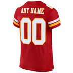 Back view of Custom Red White-Gold Mesh Football Jersey with Any Name and Number By Athletrio
