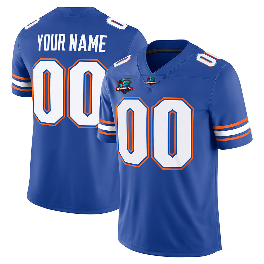 Angled view of Custom Royal College Jersey – Designed By Athletrio