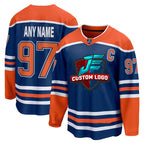 Angled view of Custom Royal Hockey Jersey – Designed By Athletrio