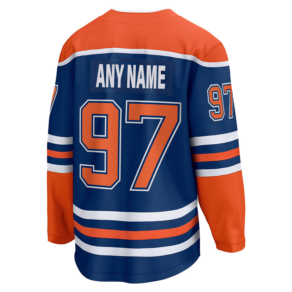 Back view of Custom Royal Hockey Jersey with Any Name and Number By Athletrio