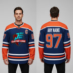 Front and back view of Custom Royal Hockey Jersey with Personalized Name and Number – Athletrio