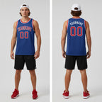 Front and back view of Custom Royal Red-White Basketball Jersey with Personalized Name and Number – Athletrio