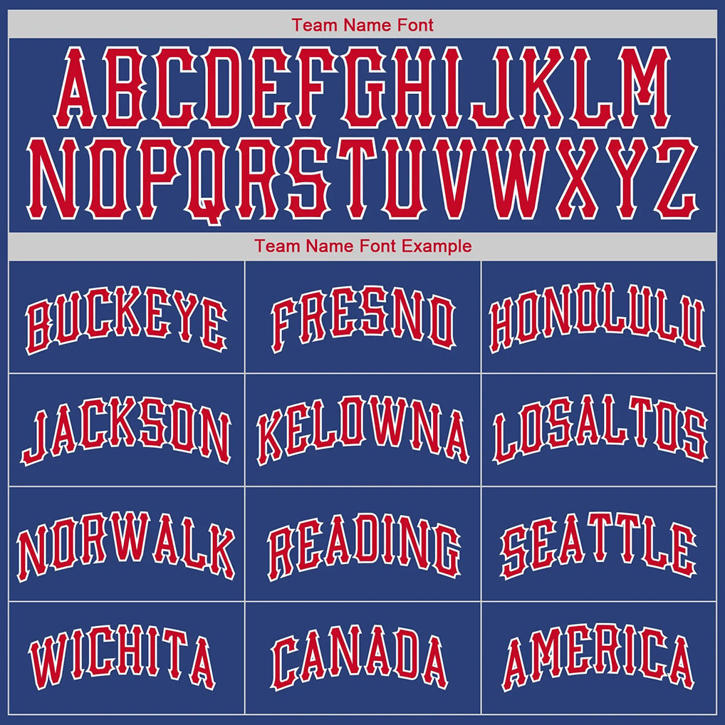 Team name font options for Custom Royal Red-White Basketball Jersey