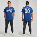 Front and back view of Custom Royal-White Baseball Jersey with Personalized Name and Number – Athletrio