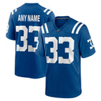 Angled view of Custom Royal-White Football Jersey – Designed By Athletrio