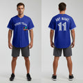 Front and back view of Custom Rush Blue Baseball Jersey with Personalized Name and Number – Athletrio