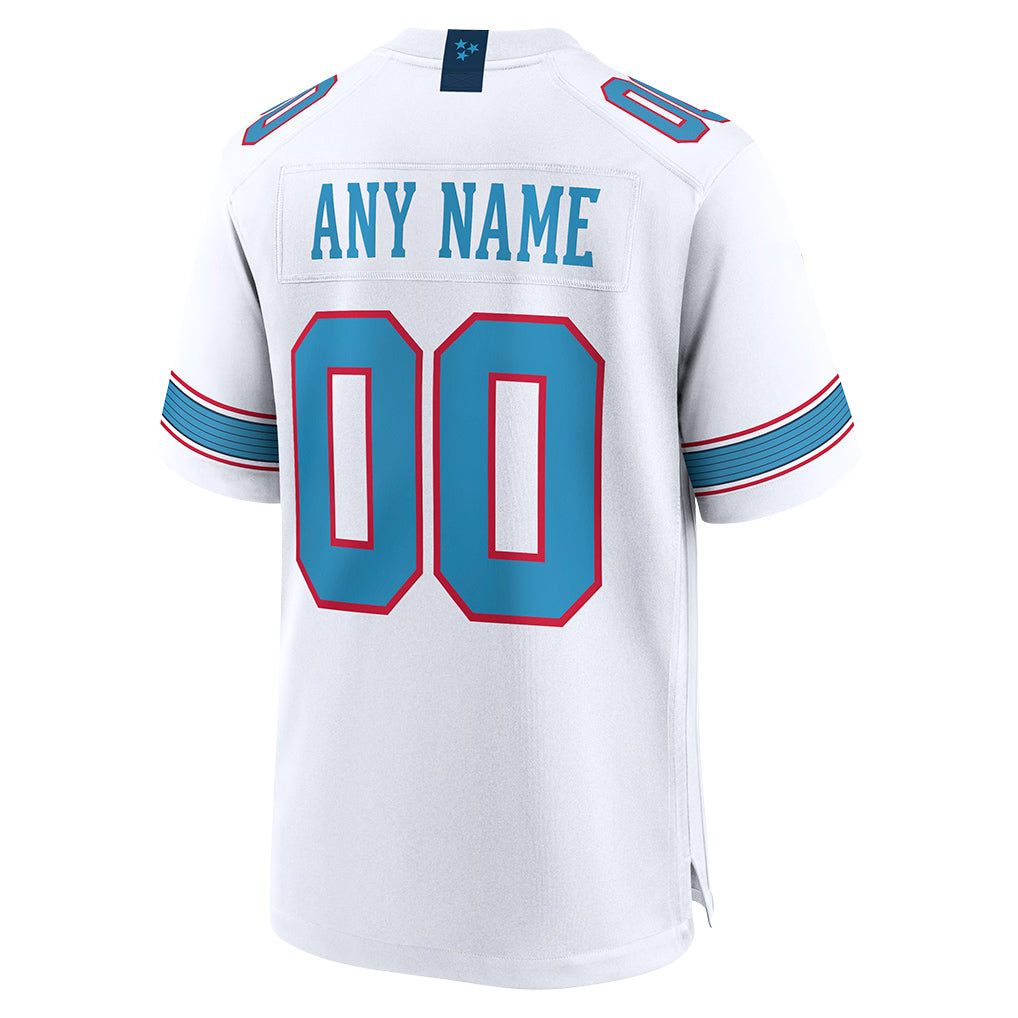 Back view of Custom Tennessee White Football Jersey with Any Name and Number By Athletrio