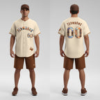 Front and back view of Custom Texas Desert Cream Baseball Jersey with Personalized Name and Number – Athletrio