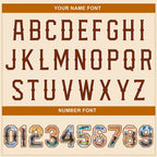 Player name and number font options for Custom Texas Desert Cream Baseball Jersey
