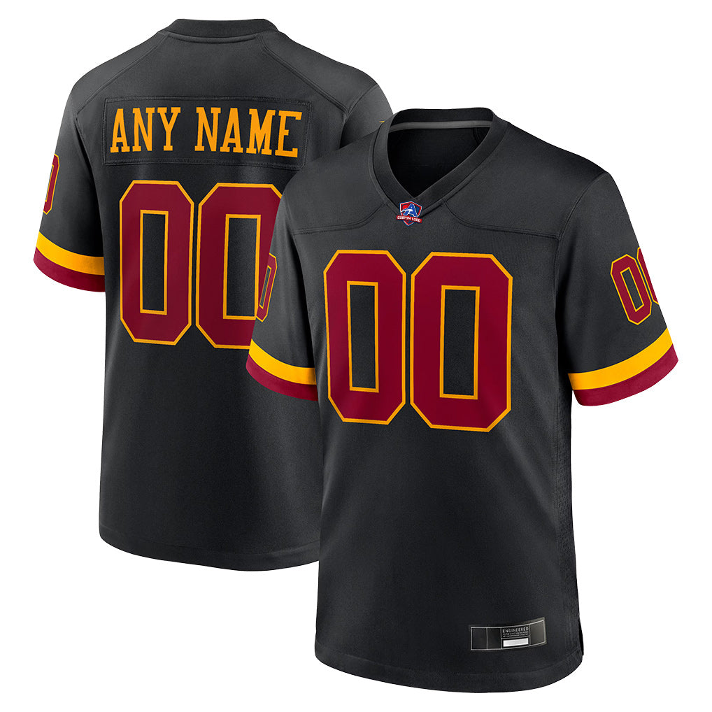Angled view of Custom Washington Black Football Jersey – Designed By Athletrio